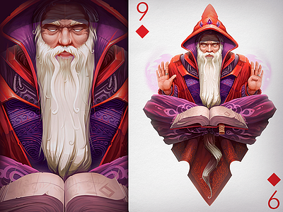 Spirit of Diamond book card contest illustration inkration magic oldman playingarts purple wizard