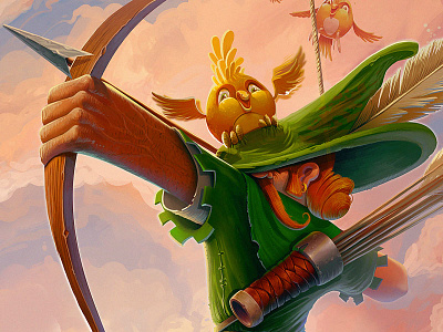 Robin Hood arrow art bird bow cartoon character concept illustration robinhood sunset