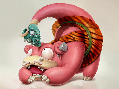 Slowpoke art cartoon concept illustration pink pokemon sketch slowpoke tiger