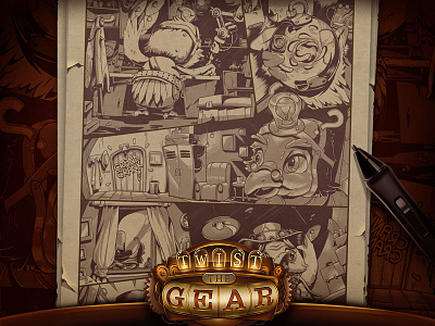 Game Story | Twist The Gear cartoon character comics gamestory gears hat illustration professor steampunk