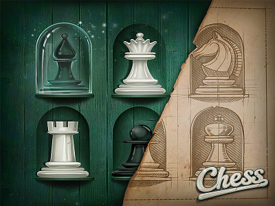Chess game art chess concept figure game gui illustration mobile