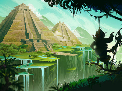 Tenochtitlan aztec background character concept game illustration jungle landscape maya mountains