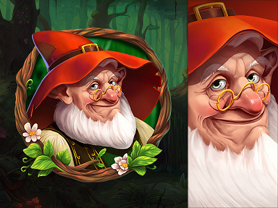 Dwarf character concept dwarf game illustration magic old man redhead slot design wizard