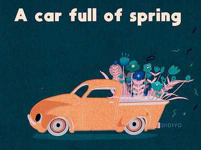 A car full of spring characetrdesign design drawing drawingart girl illustration illustration design logo teams typography ux