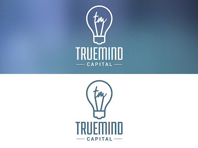 Truemind Logo blue bulb capital graphic logo mind tm true white