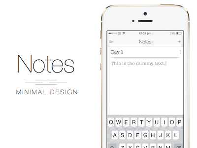 Notes - Minimal Design iOS Application black concept minimal notes white