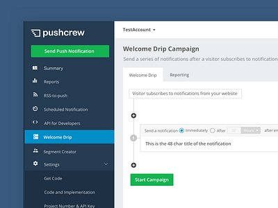 Welcome Drip - PushCrew campaign drip notification push pushcrew welcome