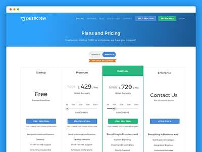 Pricing Page - PushCrew