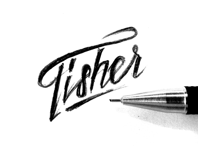 Fisher fisher logo pencil sketch type typography