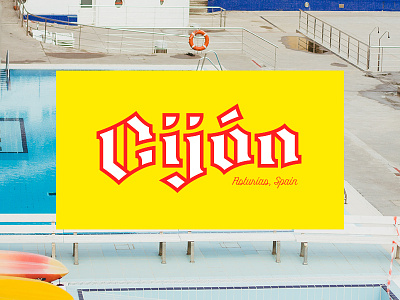 Gijon gijon outline pool spain type typography yellow