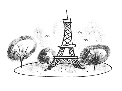 Eiffel Power. blog brush eiffel illustration park pastel tower trees