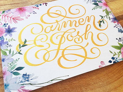 Carmen & Josh – Finished Product invite lettering photo swash typography wedding