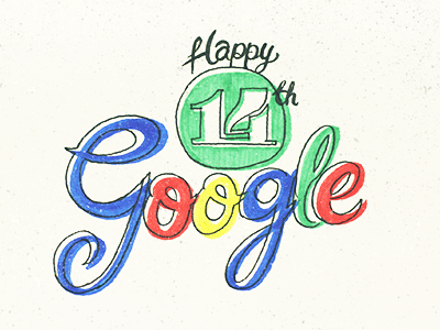 Happy Birthday Google! 14th birthday brush copic google hand drawn marker offset pompadour script type typography