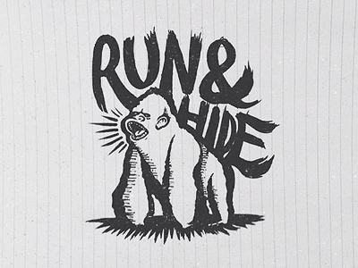 Run And Hide arms brush copic fat gorilla hand drawn hide lettering marker run type typography