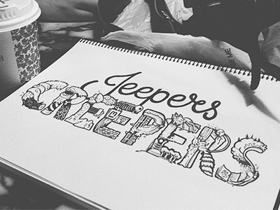 Jeepers Creepers brush copic hand drawn lettering marker type typography