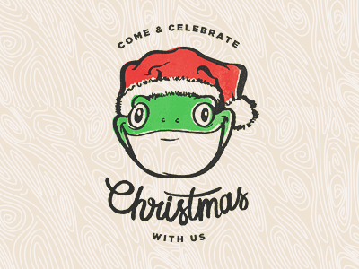 2012 Christmas Invitation christmas frog gotham kids lettering type typography woodgrain