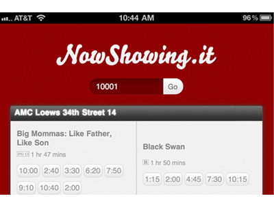 NowShowing.it iPhone App app iphone movies now showing showtimes