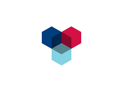 Innovation Space blue cube hexagon red