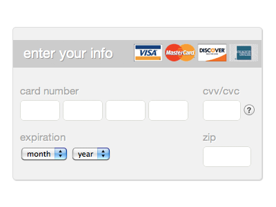 Credit Card Form card credit form