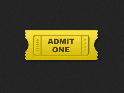Ticket admit black gold movie one stub ticket yellow