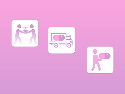 Medical delivery app icons app design flat illustration minimal ui vector