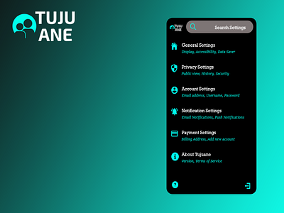 Tujuane Settings #DailyUI