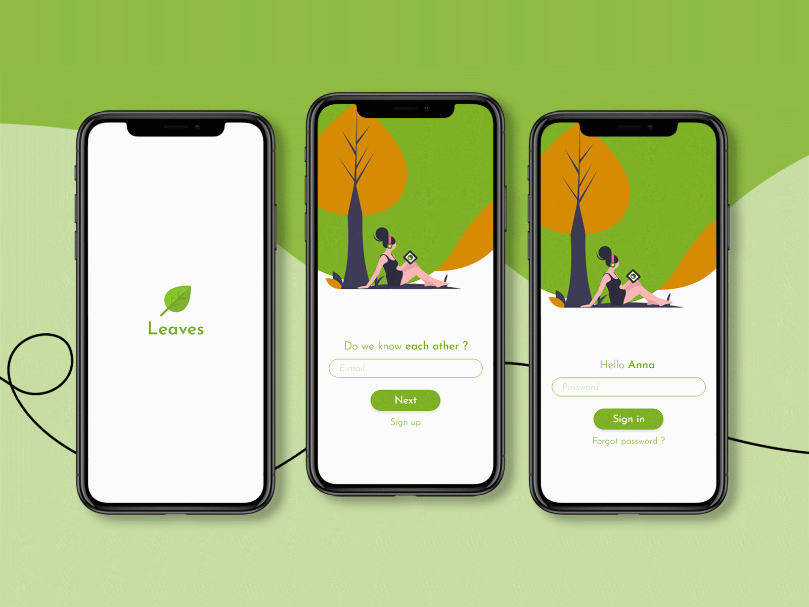 Leaves app design flat minimal ui ux web