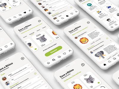 rhino animal animals app design flat logo minimal mobile techforgood ui ui ux ui design ux website