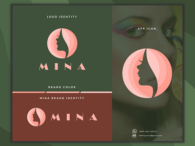 Mina Logo Brand Identity abstract beauty product beauty salon brand design brand identity branding care cosmetic cosmetic logo design feminine logo graphic design illustration logo logo design logotype makeup skincare spa logo