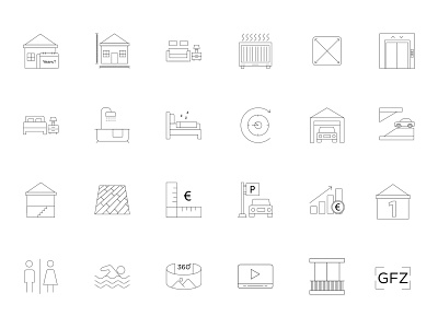 Real Estate Icons - Ouline Line art icon thinner for clean web