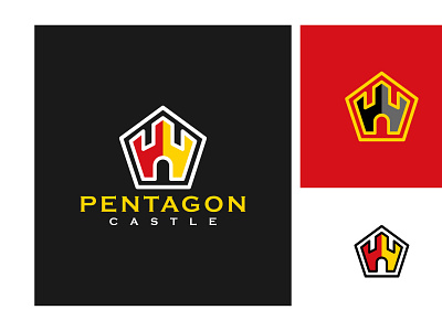 Pentagon castle ancient building logo design