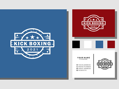 kick boxing belt wooden stamp logo badge