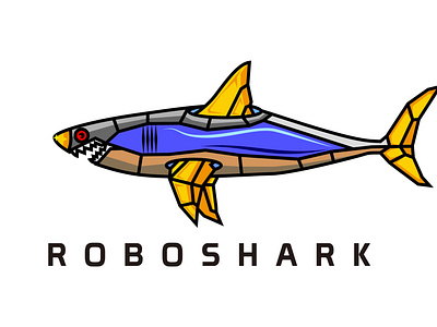 Futuristic robo shark wildlife underwater logo design