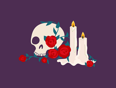 Skull and candles candles day of the dead dia de los muertos graphic design illustration scull skull