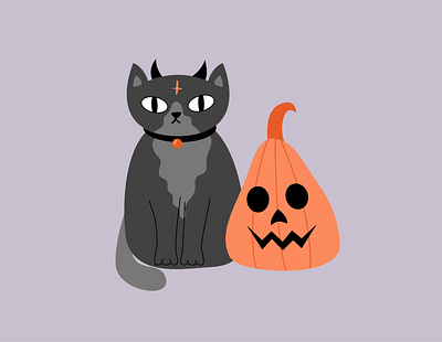 Happy halloween cat graphic design halloween illustration pumpkin scary