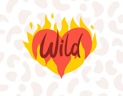 Flaming heart animal flaming flat graphic design heart illustration vector illustration wild