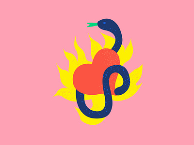 Snake and flaming heart