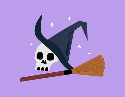 Magic broom graphic design hat illustration magic skull vector vector illustration witch