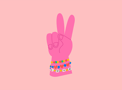 Peace sign bracelets cute flat friendship hippie illustration kid core love peace peace sign vector vector illustration