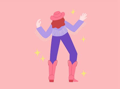 Dancing Cowgirl cowboy cowgirl cute dance dancing disco flat flat people illustration vector vector illustration western woman