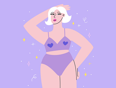 Body positive girl body positive cute female flat illustration vector vector illustration woman