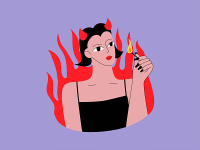 Devil Girl costume cute devil evil female femme fatale flame flat flat people girl halloween illustration portrait vector vector illustration woman