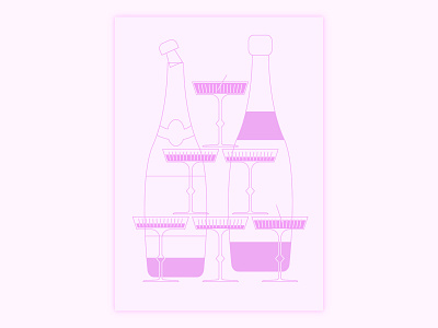 Champagne champagne drink graphic design illustration pink vector