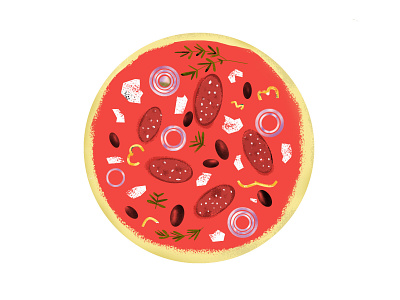 Pizza design illustration olives onion pizza salami