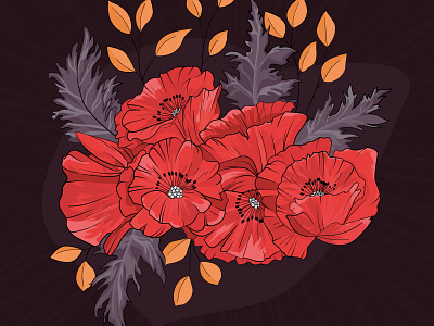 Poppies flowers illustration nature red vector