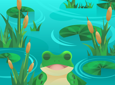 Frog amphibians animal illustration nature vector water