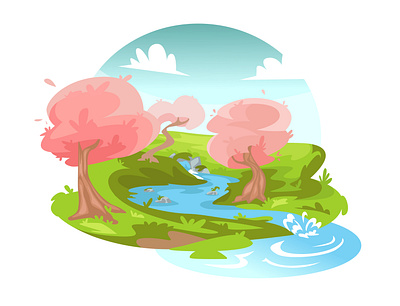 Small creek air design illustration nature sky vector