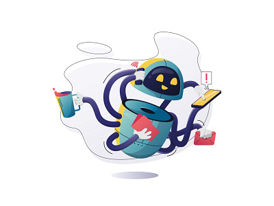 Multitasking Robot flat flat illustration multitasking robot robotics vector vector illustration website illustrations