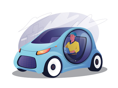 Self driving car automated car car design flat illustration illustration illustration art self driving car vector art vector illustration
