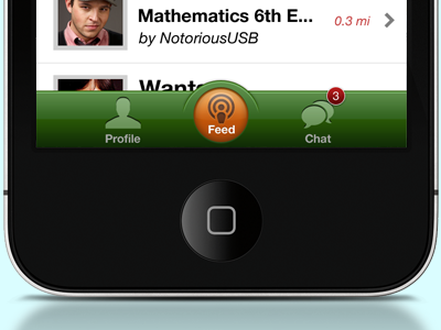 Main Feed Screen app buttons green ios iphone mobile ui user interface